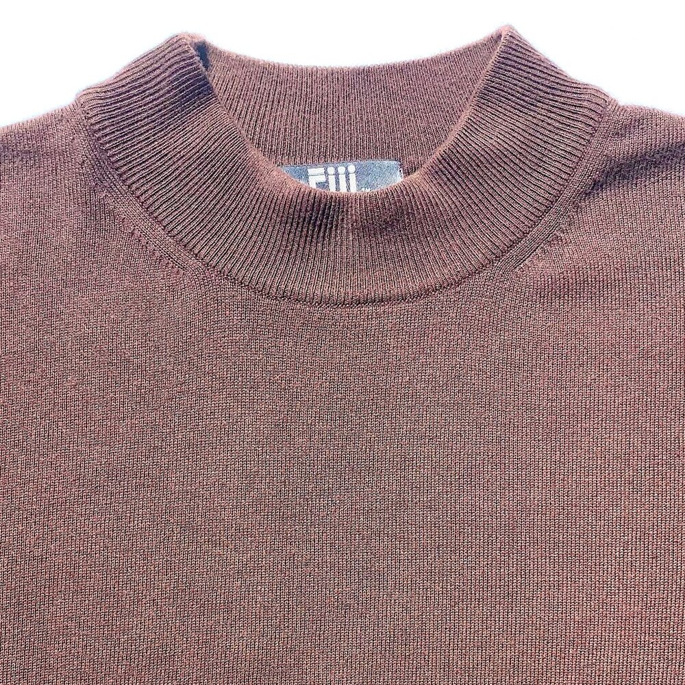 Fiii Men’s VTG Lightweight Mock Turtleneck Sweater XL Brown, Cotton/Rayon Italy